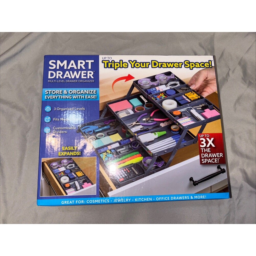 Smart Drawer Organizer 3-Tier Grey